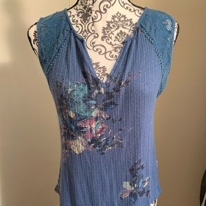 Free People size Medium Blue, Floral, Sleeveless